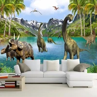 custom wall cloth 3d dinosaur forest mural wallpaper childrens kids bedroom living room backdrop wall covering home decor mural
