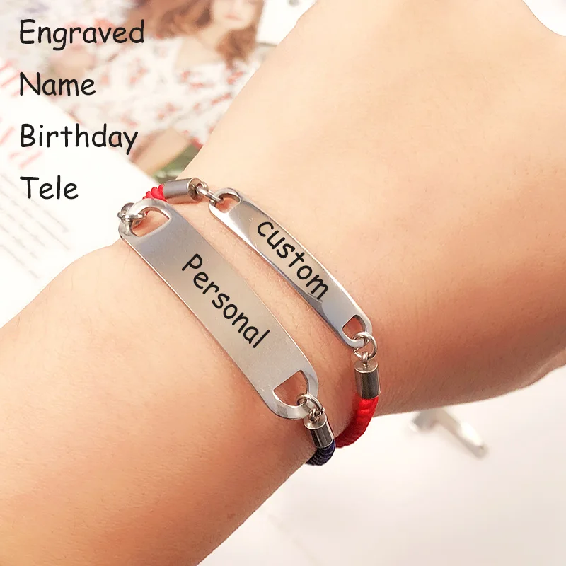 Personalized Custom Women Stainless Steel Bracelet Simple Bangle Engraved Name Motto Gold Silver New Fashion Charms | Украшения и