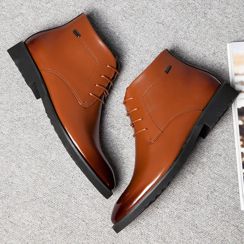 Осень зима Для мужчин мехом ботинки мартенс кружева UpPointed Toe Chelsea boots качество