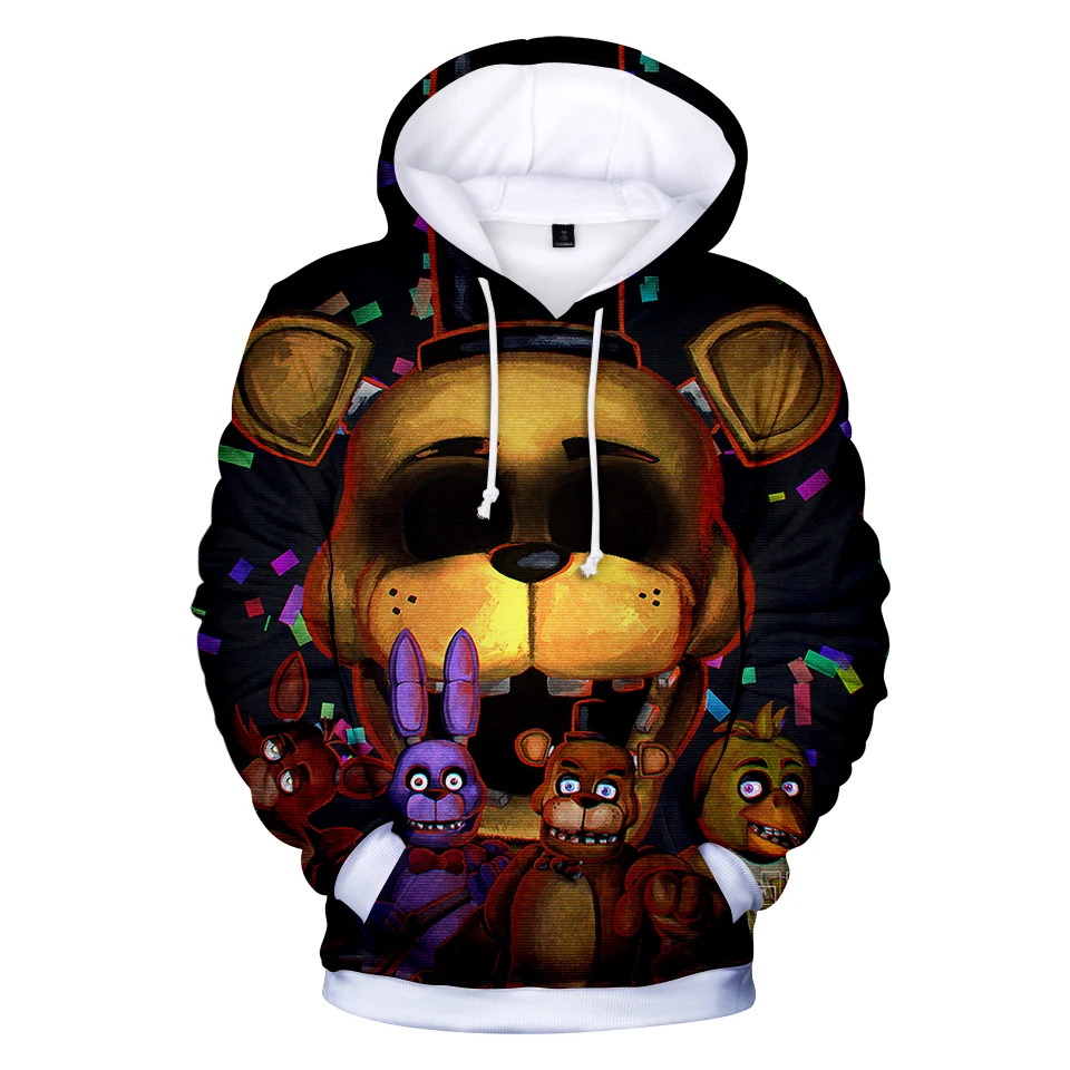 Толстовка Fnaf детская с мультяшным медведем свитшот надписью Five Nights At FNAF худи в