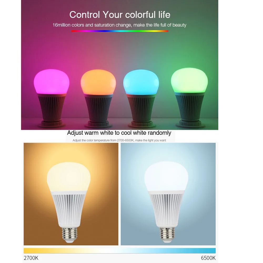 Milight DMX512 RGB + CCT E27 9 Вт Светодиодная лампа DMX 512 LED передатчик контроллер полосы