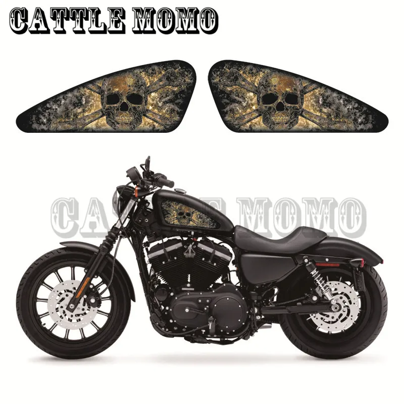 Fuel Tank Decals Stickers For Sporters XL 883 1200 X/V/R/N/L/C XR1200 48 72 IRON Smoke Skull Graphics Motorcycle Fuel Tank Decal