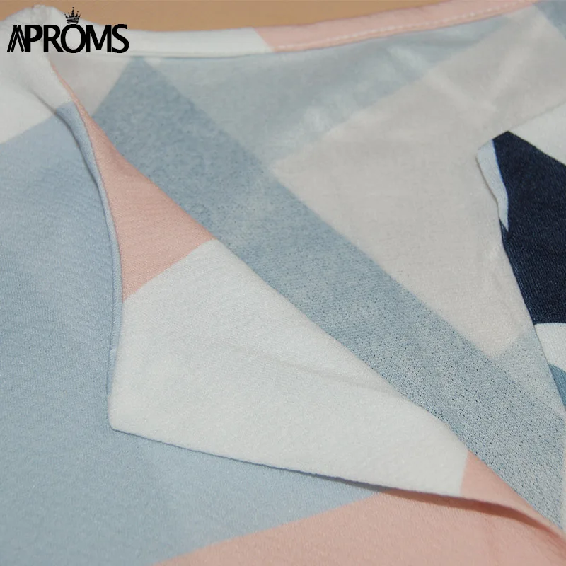 Aproms, сексуальное разноцветное платье-рубашка с v-образным вырезом, женское платье, бохо, короткий рукав, летнее платье миди, Повседневная Уличная одежда, сарафан, Vestidos