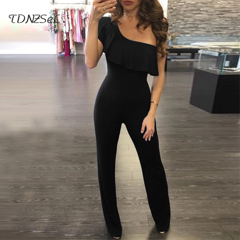 

Комбинезон женский однотонный, на одно плечо, с открытой спиной, черный, синий