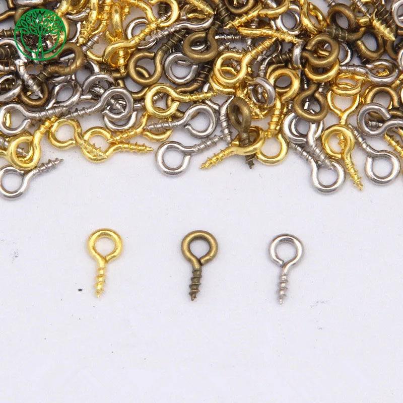 

100pcs Small Tiny Mini Eye Pins Eyepins Hooks Eyelets Screw Threaded Silver Clasps Hooks Jewelry Findings