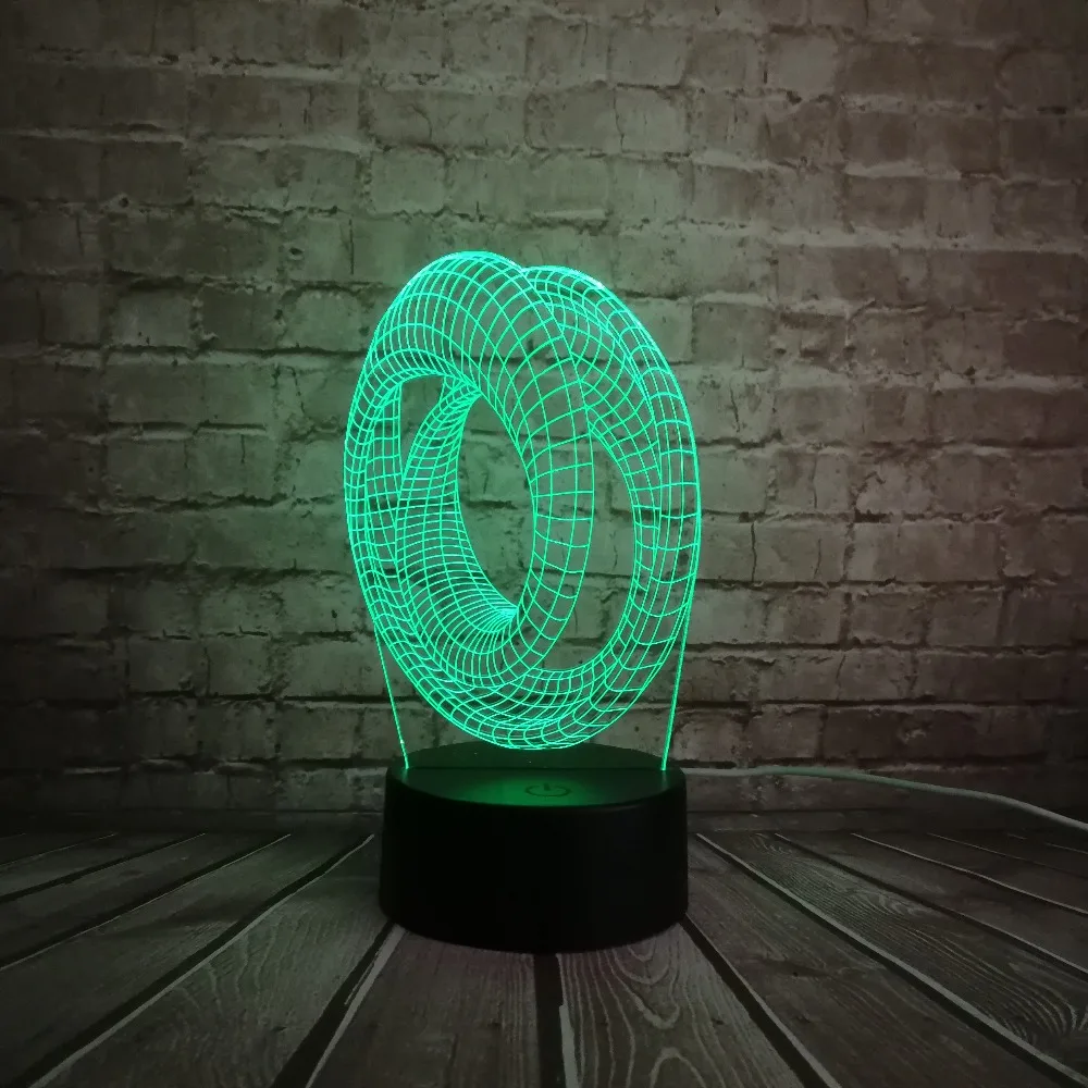 Двойная кольцевая абстрактная 3D USB Светодиодная лампа Современные