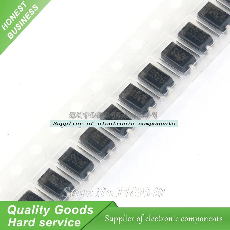 200 шт. SS26 SMD Schottky барьер выпрямительный диод 2A 60 в SMA новый оригинальный бесплатная