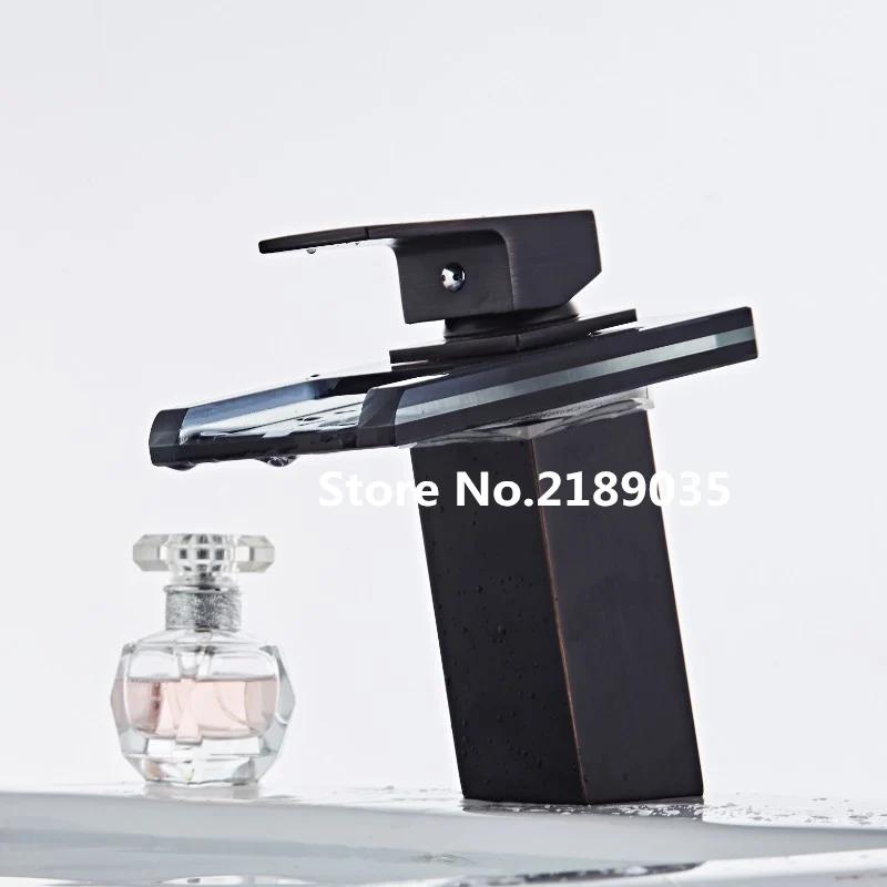 Трехцветный светодиодный светильник стеклянный кран для раковины с водопадом