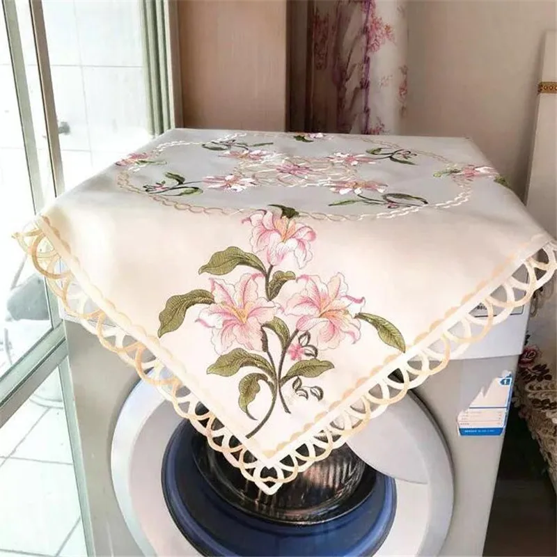 

Free Shipping Bunchy Yarn Square Pastoral Embroidery Natural Mixed Tablecloth Cup Mat Cover Place Living Decora Blanket