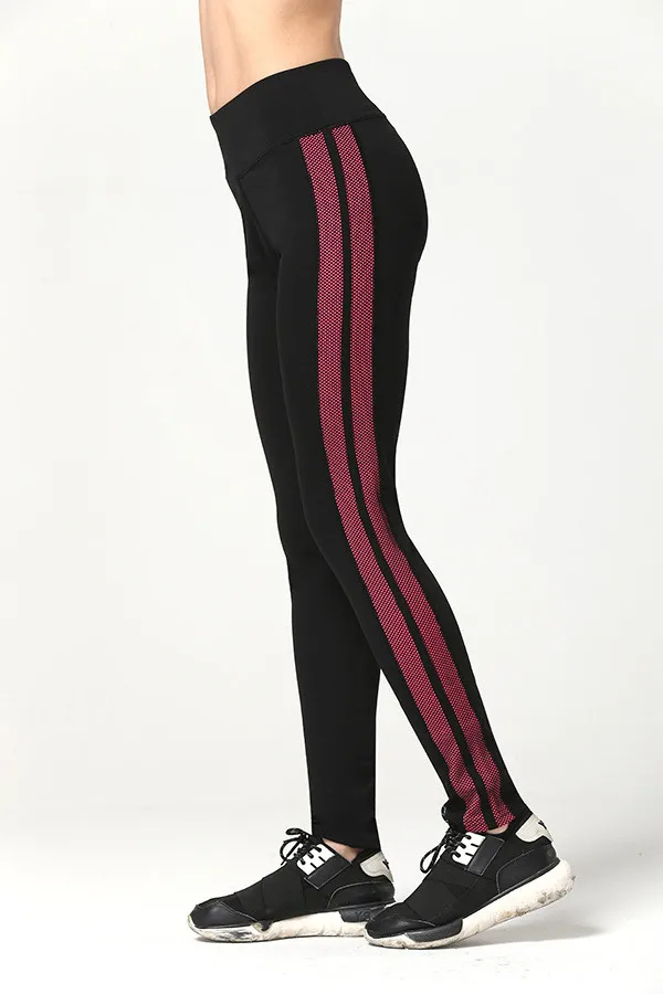 

Women Stitching Color Two Stripe Fitness Quick Drying Exercise Leggings High Waist Ankle Length Energy Pants Trousers Ropa Mujer