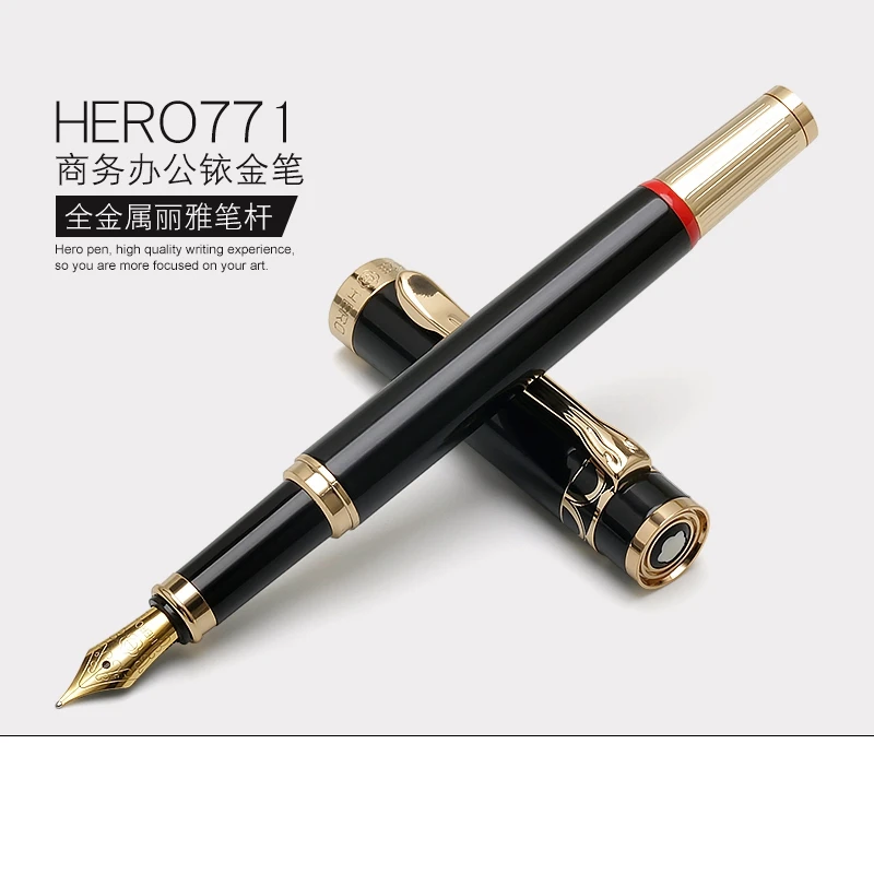 

Перьевые ручки Hero 771, оригинальная деловая уникальная ручка, металлическая подарочная ручка с логотипом сверху