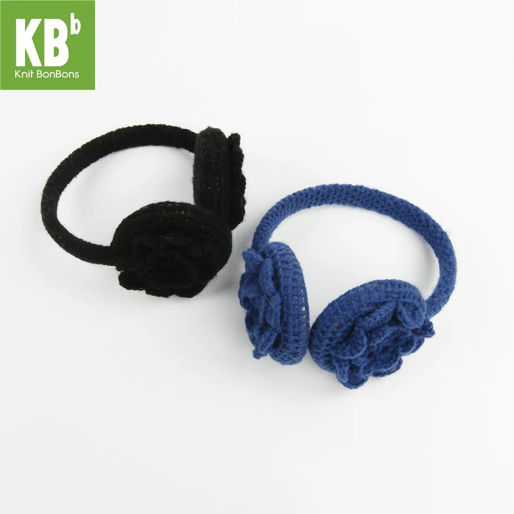 KBB модные вязаные теплые зимние наушники с цветочным узором для женщин, мужчин, детей, аксессуары для ушей