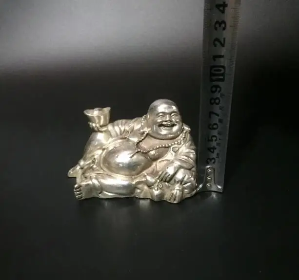 

Collect archaize white copper Maitreya Buddha crafts statue