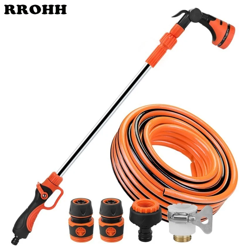 Telescopic Long Pole Washer Water Gun Spray Durable Powerful High Pressure Power Water Gun Car Wash Jet Watering Kit