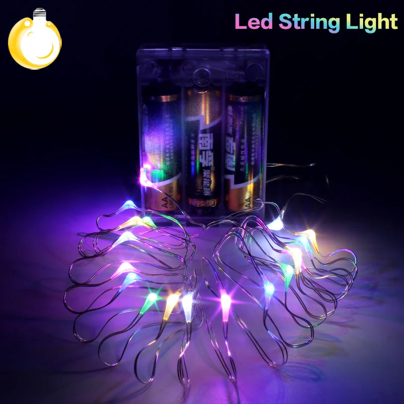 LED Медный провод свет шнура Батарея питание Светодиодные ленты для феи Рождество