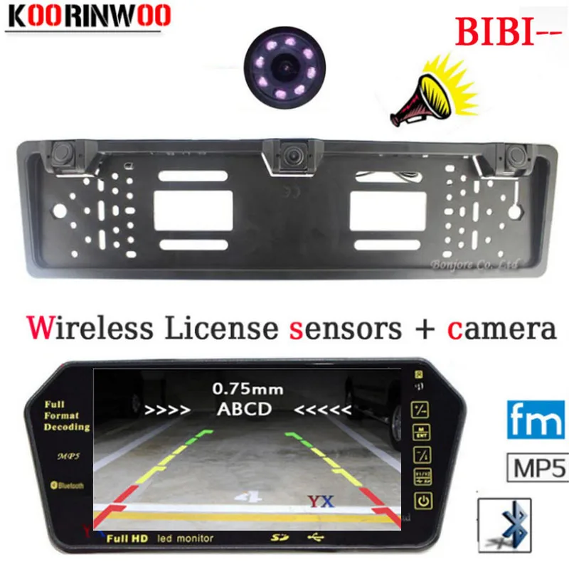 Беспроводной автомобильный монитор Koorinwoo HD Bluetooth MP5 FM 1024*600 Парктроник CCD камера