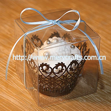 100pcs cube clear mini cupcake PVC boxes plastic packaging for wedding | Дом и сад