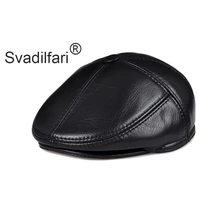 svadilfari genuine leather men womens berets cap hat cbd high quality fashion mens real leather baseball caps winter warm hats