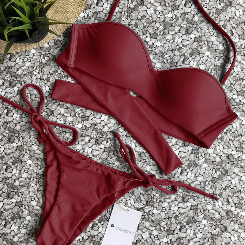 New Sexy Bikini 2019 Bandage Micro Brazilian Set Push Up Swimwear Women Swimsuit Bathing Suit Swim Wear Bandeau Biquin |