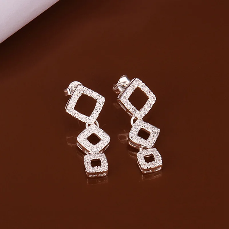 summer style fine 925 sterling silver earrings 925-sterling-silver jewelry rhinestone stud Earrings for women SE363 - купить по