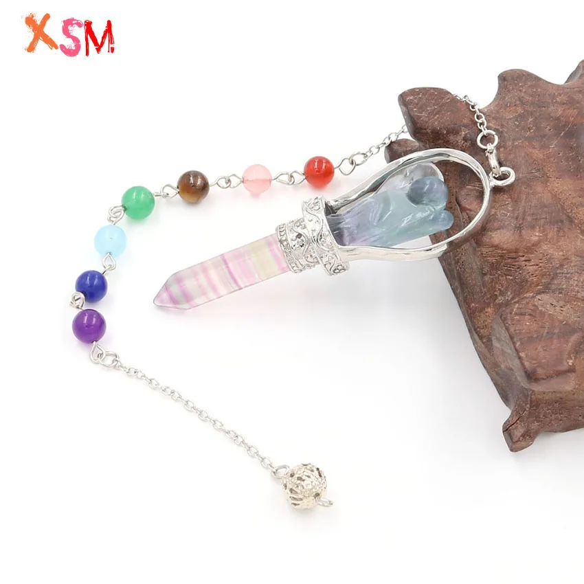 XSM натуральный камень хрустальный Шестигранный Маятник Ангел подвеска