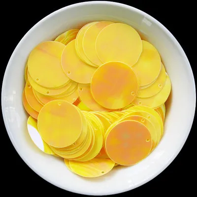 AB Yellow 60 шт./лот 25 мм блестки AB цвета большие круглые пайетки для рукоделия DIY Изготовление ювелирных изделий платье для латинских танцев Швейные аксессуары - Цвет: AB Yellow