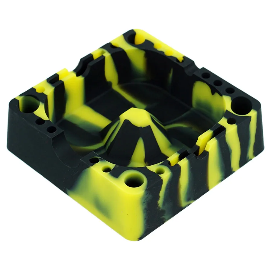 yellow and black Экстра Толстая силиконовая пепельница Бездымная круглая пепельница дым Вихрь(пищевой силикон) безопасные Стеклянные Подставки - Цвет: yellow and black