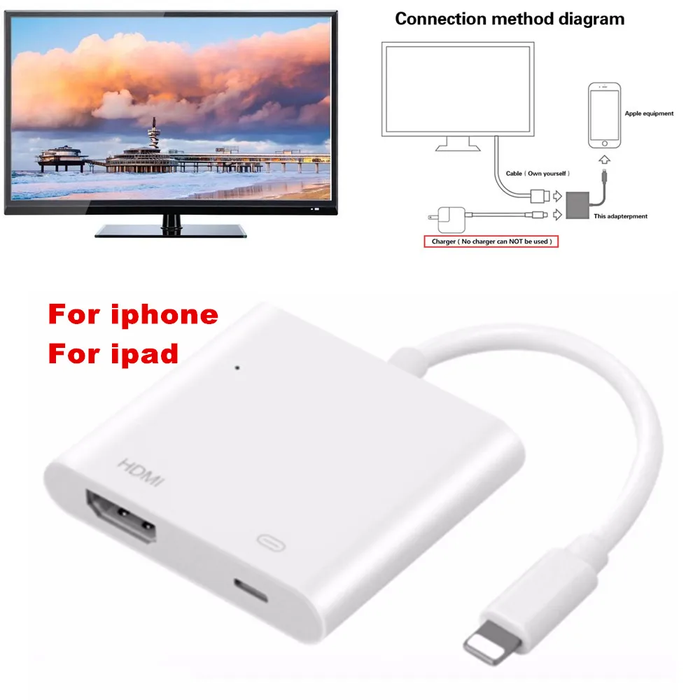 Адаптер Lightning HDMI для цифрового AV ТВ Кабель адаптер аудио видео HDTV HD 1080P конвертер