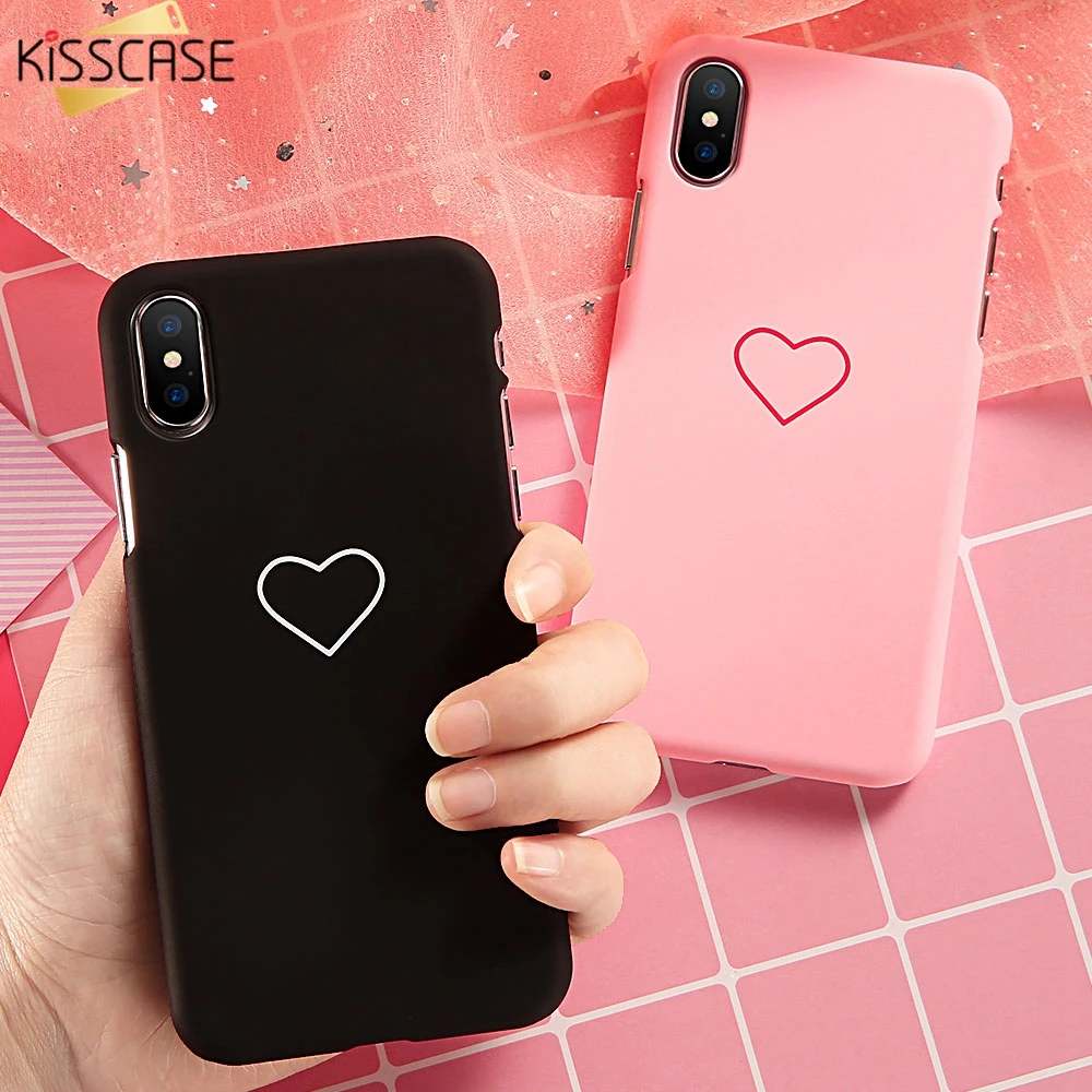 KISSCASE Love Heart Case For iPhone X XS Max Xr Hard Lovely Little 5 5S SE 6 6S Plus 7 8 Capa Funda |