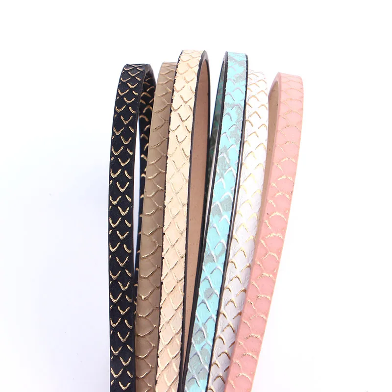 

XCHARMS 1Meter x 5mm Fish Scales Pattern Leather Cord Leather Rope Jewelry Findings Accessories Jewelry Making For Bracelet