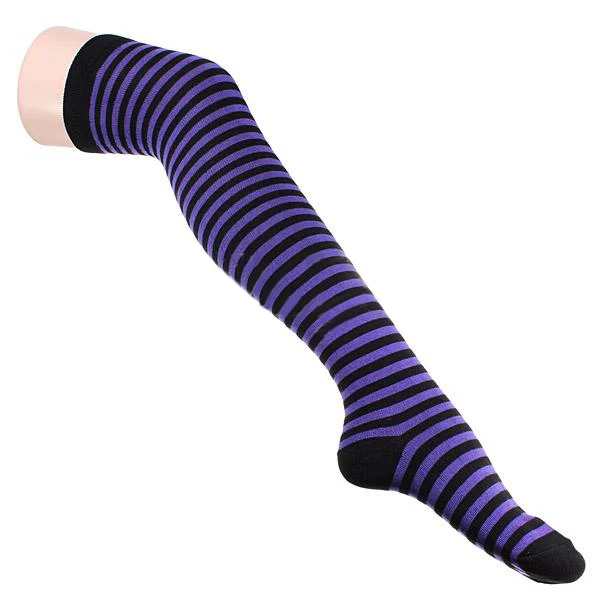 Чулки высокого качества 2017 модные удобные женские чулки в полоску Длинные до