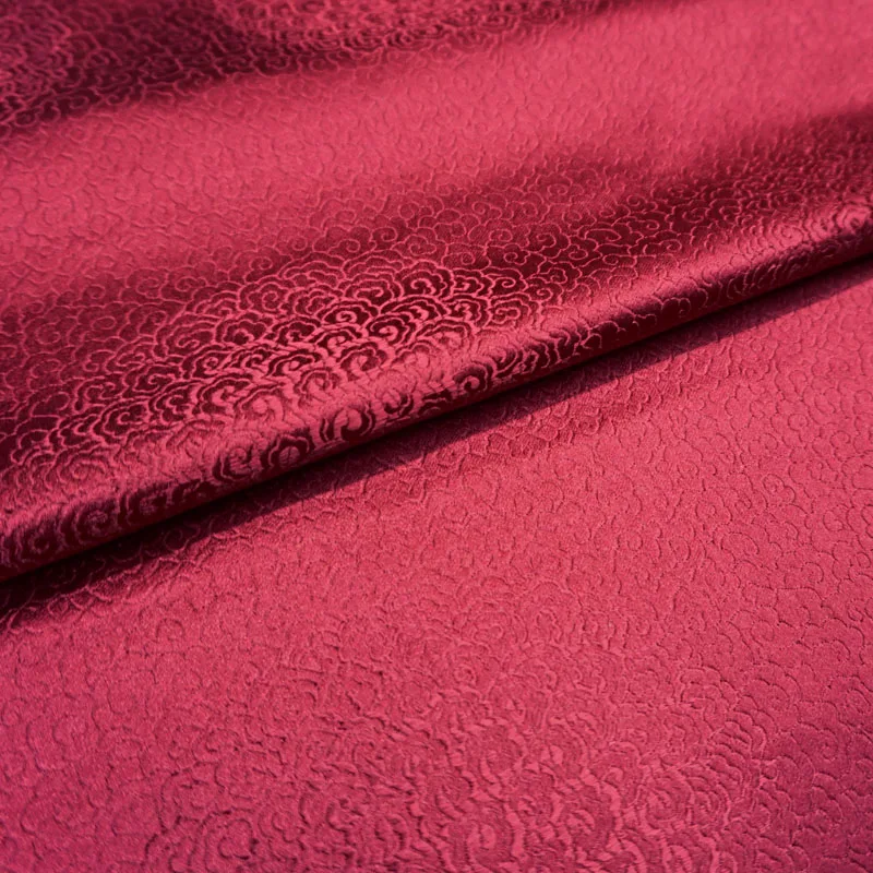 dark red wind style silk damask fabric for fashion dress cushion cover curtain table cloth patchwork