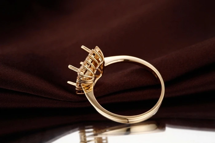 CaiMao Princess cut Semi Mount кольцо настройки и 0.46ct АЛМАЗ 14k желтое золото драгоценный камень обручальное кольцо ювелирные украшения