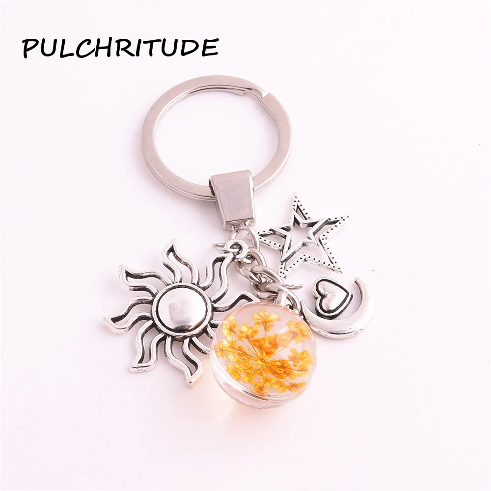 Кольцо для ключей из металлического сплава PULCHRITUDE 2 шт./лот брелок с сушеным