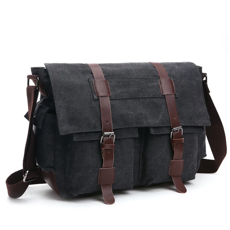 Boshikang Men Messenger Bags Canvas Leather Big Shoulder Bag Vintage Designer High Quality Men's Travel Handbags |