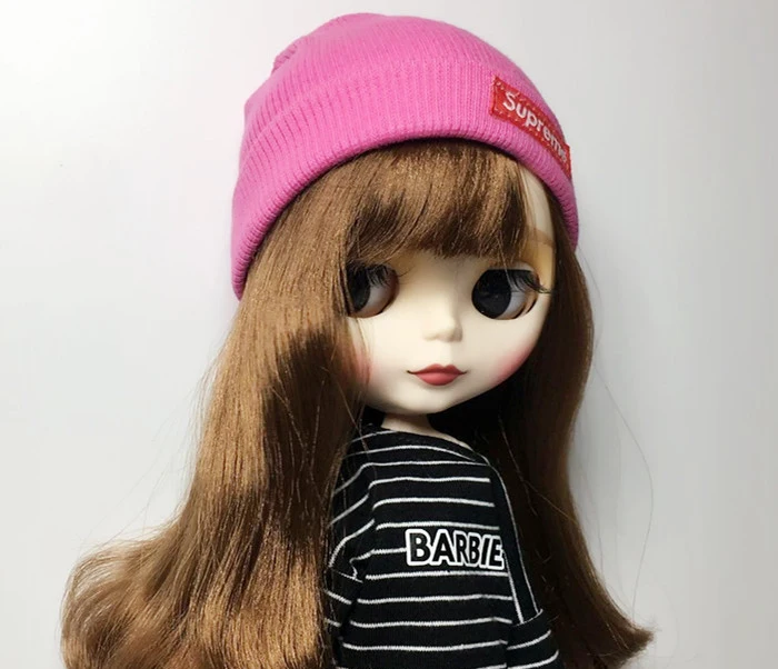 rose red 1 шт. крутая Мода карамельный цвет вязаная шапка для blyth куклы в шляпах Для 1/6 аксессуары для кукол - Цвет: rose red
