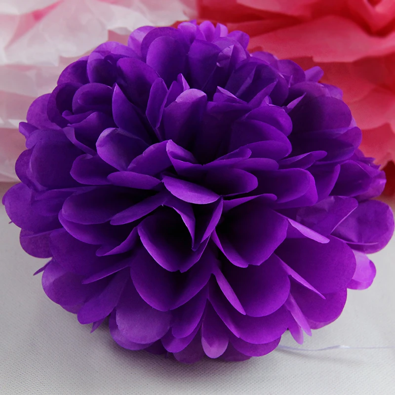 Dark Purple Flower 4-6-8-10-12-14-16inch круглый бумажный фонарь ткань цветочные шары из бумаги для свадьбы День рождения декорация рукоделие хобби поставки - Цвет: Dark Purple Flower