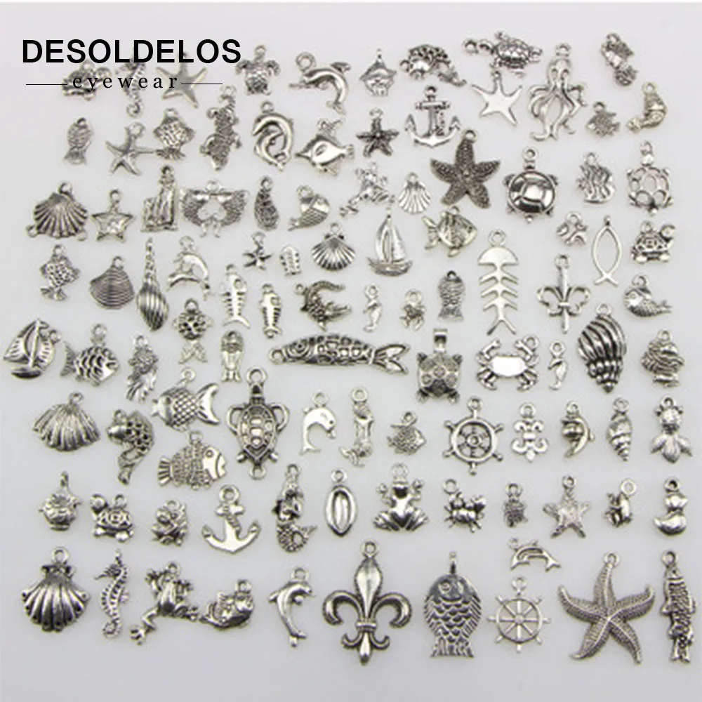 

Random Mix Silver Bead Charm European Silver With Marine organism Charm Pendant Bead Fit making Bracelet Gift 2019