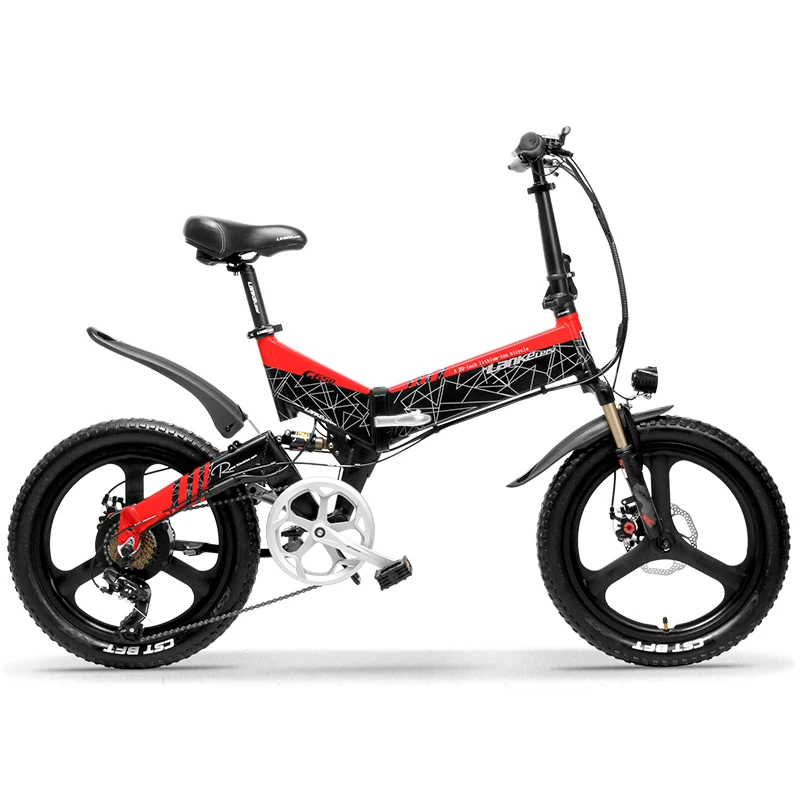 Электрический складной велосипед Lankeleisi G650 полная подвеска 7 скоростей 500 Вт