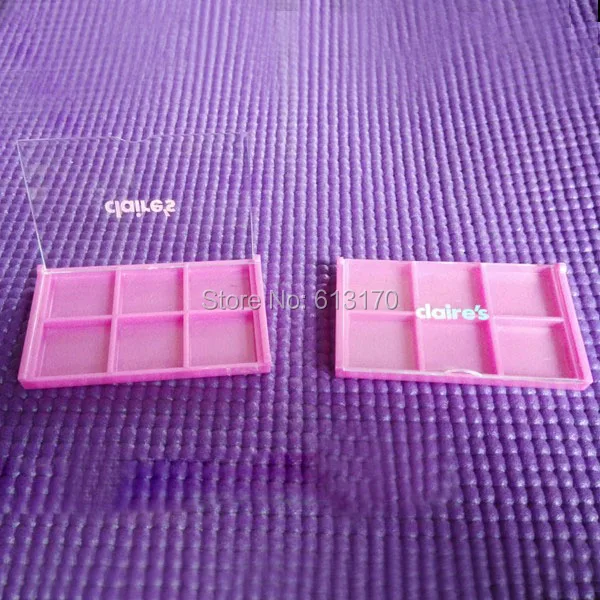 

100Pcs/Lot 6 Grid Pink Eyeshadow Case Empty Cosmetic Powder Compact DIY Cosmetics Packaging container with Printing