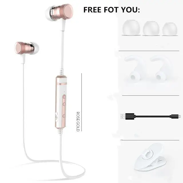 Бренд H6, Bluetooth наушники, беспроводные шейные спортивные наушники для бега, гарнитура с защитой от пота, с микрофоном для iphone, xiaomi, samsung, MP3/4 - Цвет: Rose Gold
