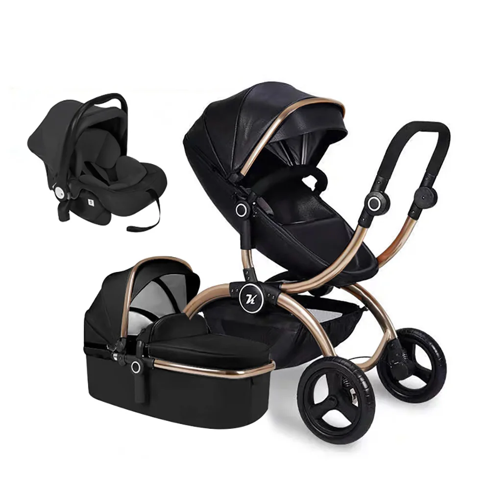3 in 1 black 3 in 1 new style toke baby stroller 2 in 1 baby car folding baby stroller independent baby sleeping basket and car seat - Цвет: 3 in 1 black