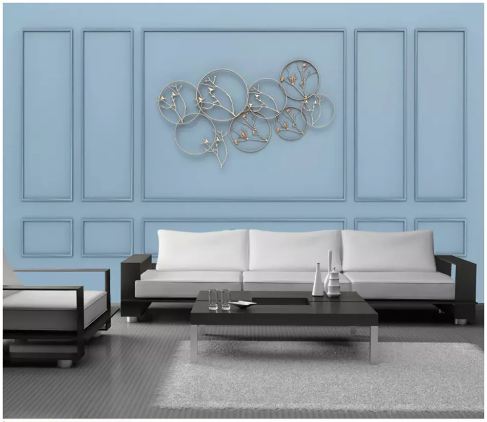 Обои для гостиной 3D трехмерные простые европейские синие декоративные