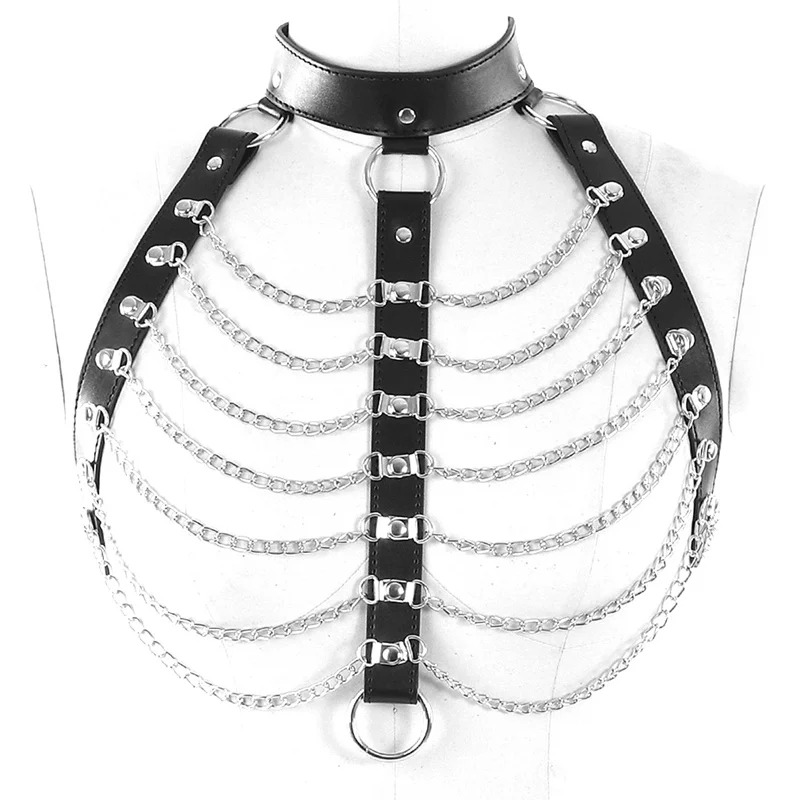 Leather Harness For Female Punk Harajuku Bust Stocking Garter Sexy Choker Chain Belt Suspenders Straps Waist Bondage Bdsm Cage | Женская