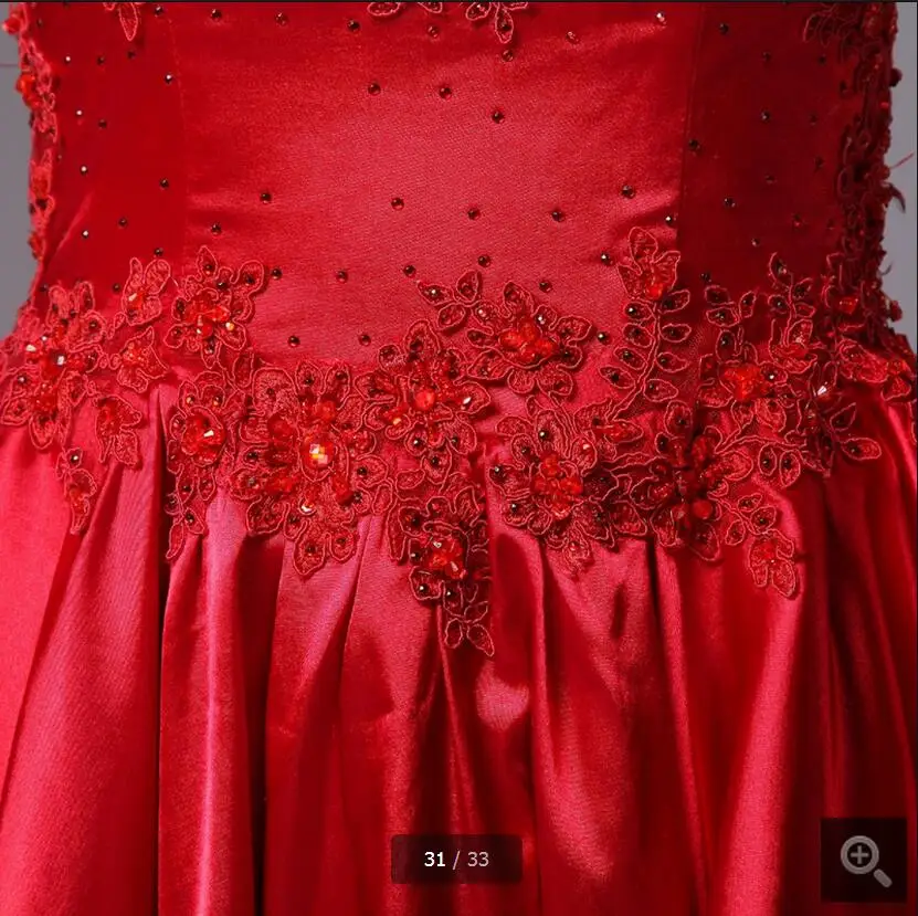 Бесплатная доставка недорогое Красное Кружевное атласное платье для выпускного