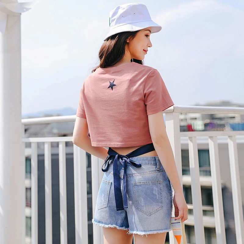 funny t shirts women 2019 bts ulzzang harajuku korean summer fashion novelty trend lace bow sexy printing stars t-shirt | Женская одежда
