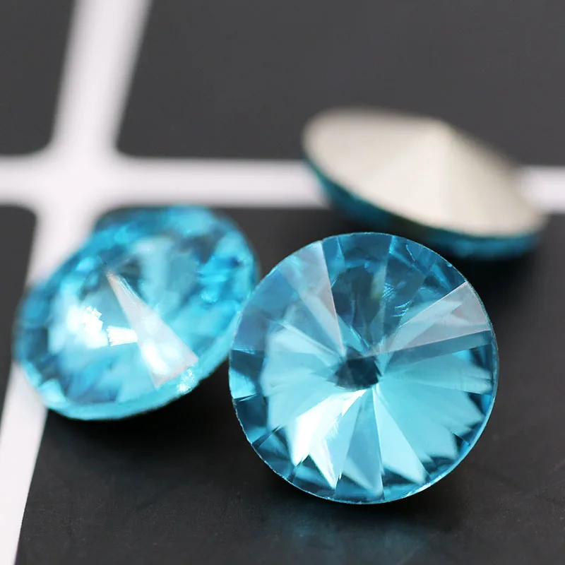 New arrival High quality Lake blue strass crystal glass round shape glue rhinestones for clothing wedding decoration nail art | Дом и сад