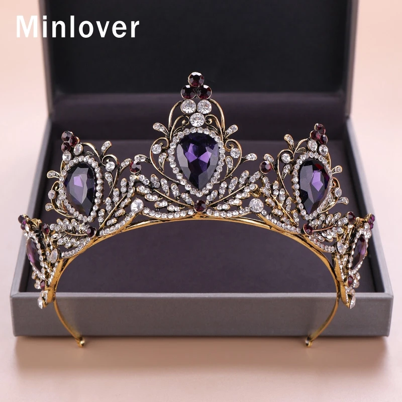 Minlover Elegant Baroque Vintage Bride Tiaras Crowns Women Wedding Hair Jewelry Accessories Crystal Diadem Pageant HG150 | Украшения и