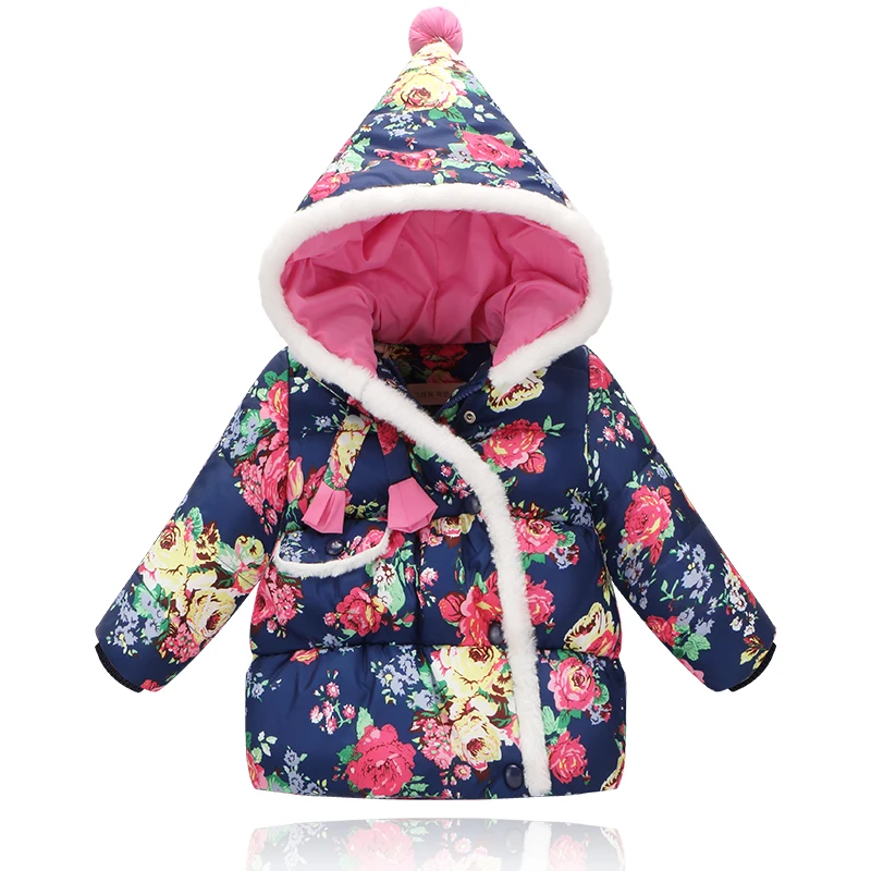 Детская теплая одежда для девочек цветы пуховая куртка| |