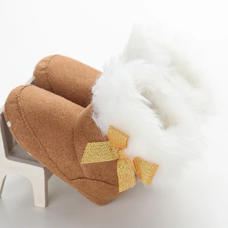 E&ampBainel Super Warm Baby Moccasins Boot Fur Snow Booties Soft Bottom Shoes First Walkers Cotton Fleece Girl |